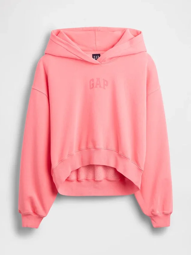 Mikina s kapucí Vintagesoft Oversized Crop Logo