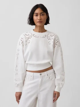 Mikina Vintagesoft Oversized Eyelet Crop