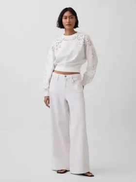 Mikina Vintagesoft Oversized Eyelet Crop