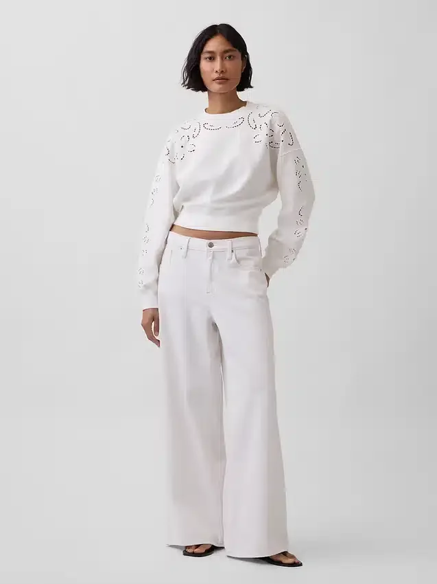 Mikina Vintagesoft Oversized Eyelet Crop