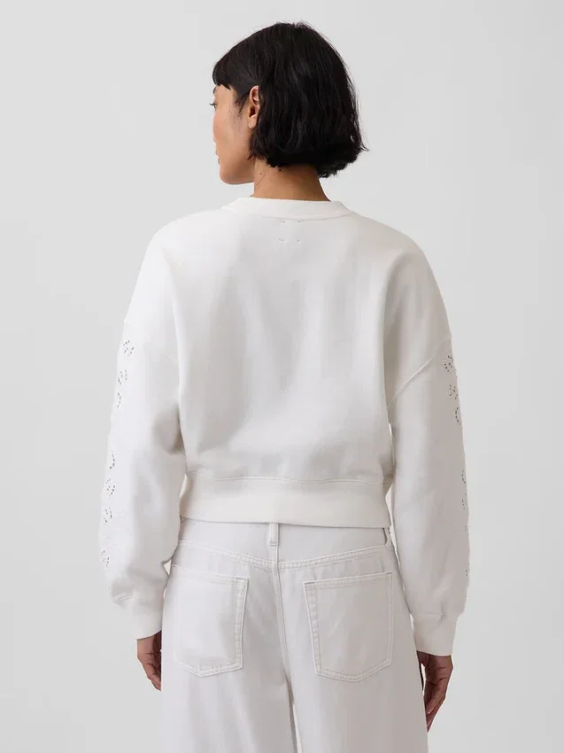 Mikina Vintagesoft Oversized Eyelet Crop