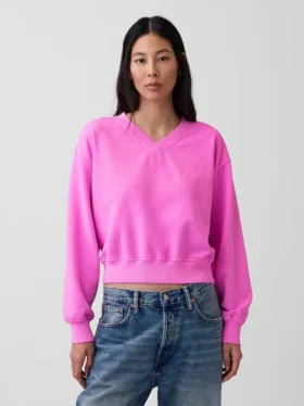 Mikina Vintagesoft s oversized střihem a výstřihem do V