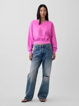 Mikina Vintagesoft s oversized střihem a výstřihem do V