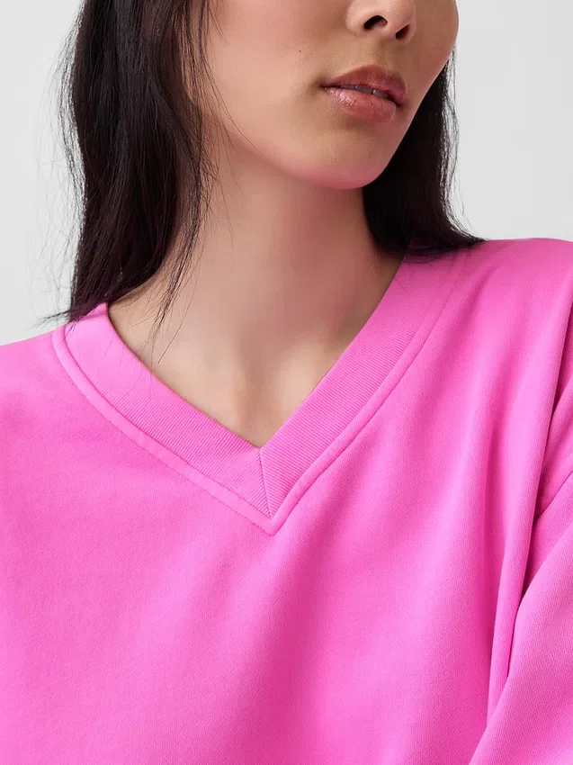 Mikina Vintagesoft s oversized střihem a výstřihem do V