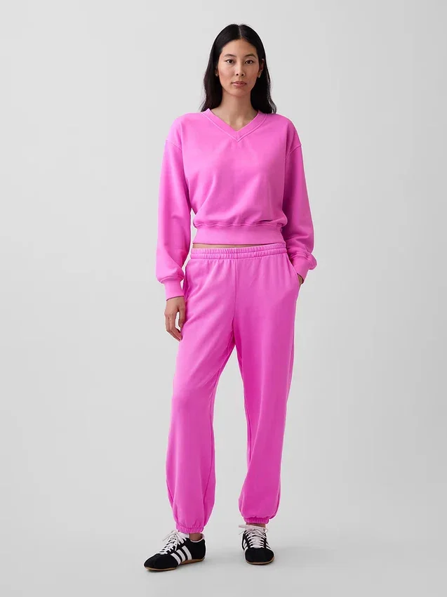 Mikina Vintagesoft s oversized střihem a výstřihem do V
