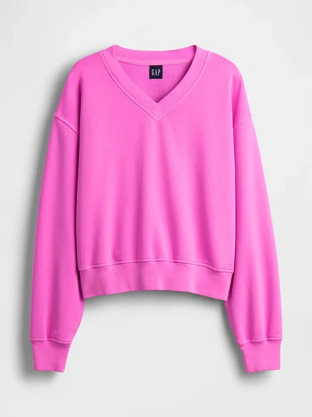 Mikina Vintagesoft s oversized střihem a výstřihem do V