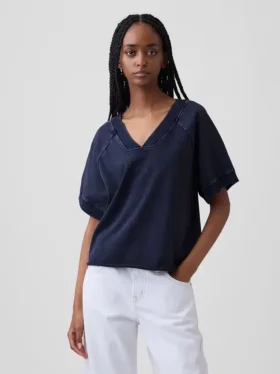 Mikina Vintagesoft Terry s oversized výstřihem do V