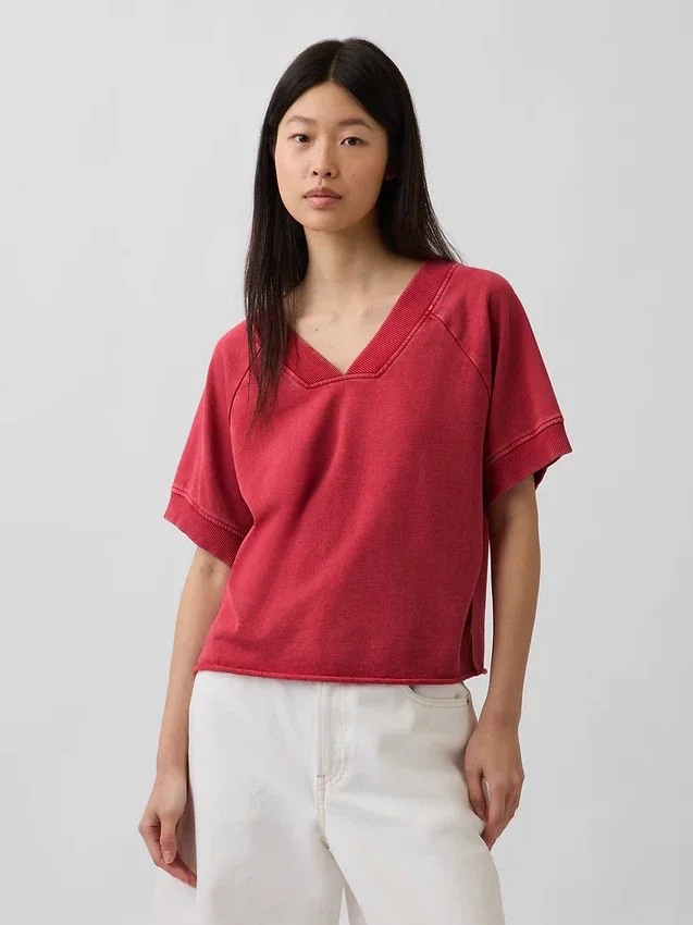 Mikina Vintagesoft Terry s oversized výstřihem do V