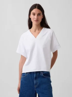 Mikina Vintagesoft Terry s oversized výstřihem do V