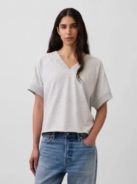 Mikina Vintagesoft Terry s oversized výstřihem do V