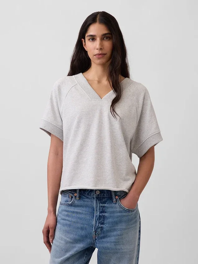 Mikina Vintagesoft Terry s oversized výstřihem do V