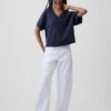 Mikina Vintagesoft Terry s oversized výstřihem do V