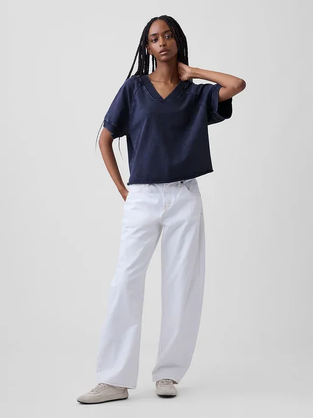 Mikina Vintagesoft Terry s oversized výstřihem do V