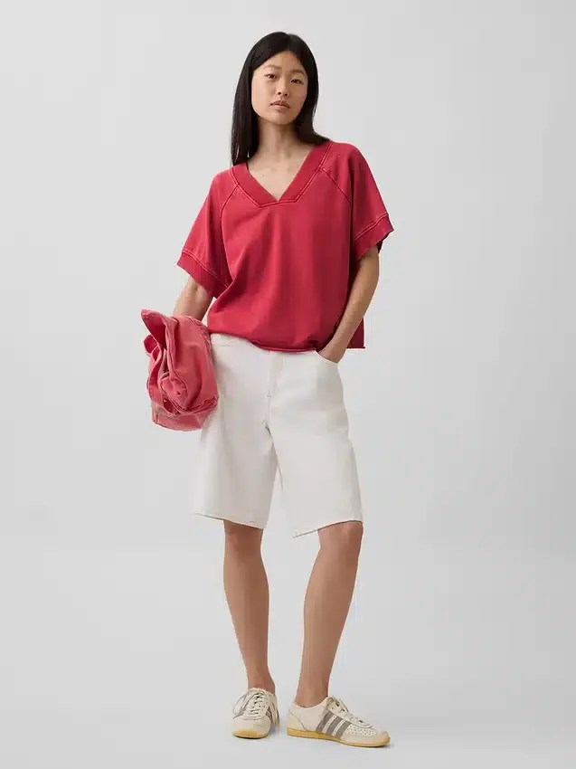 Mikina Vintagesoft Terry s oversized výstřihem do V
