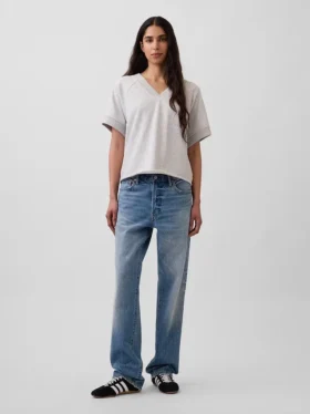 Mikina Vintagesoft Terry s oversized výstřihem do V