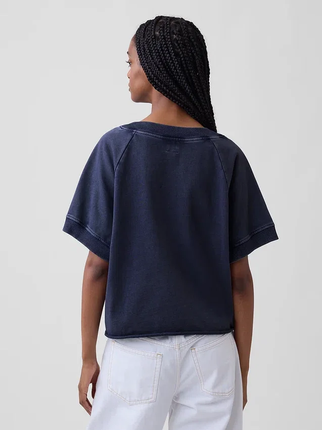 Mikina Vintagesoft Terry s oversized výstřihem do V