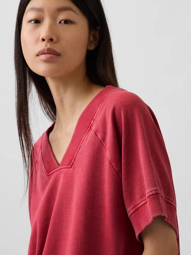 Mikina Vintagesoft Terry s oversized výstřihem do V