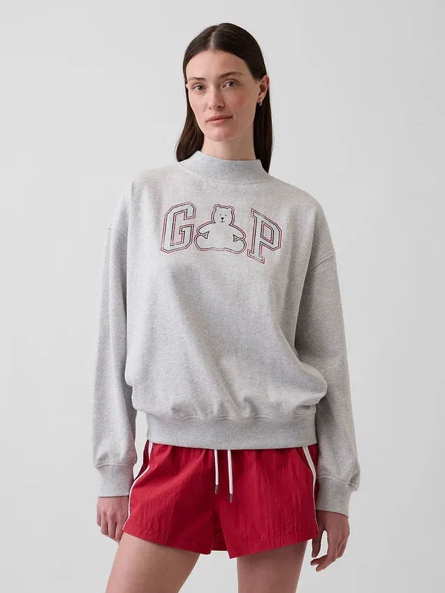 Mikina Vintagesoft Terry s vysokým límcem a logem v oversized střihu