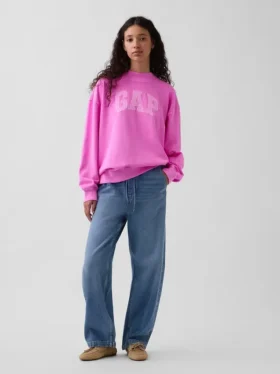 Mikina Vintagesoft Terry s vysokým límcem a logem v oversized střihu