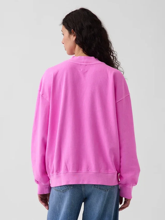 Mikina Vintagesoft Terry s vysokým límcem a logem v oversized střihu