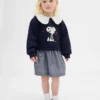 Miminka a Batolata - mikinové šaty Snoopy s volánkovým límcem