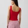 Mini žebrované krajkové pyžamové tílko s výstřihem Henley