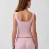 Mini žebrované krajkové pyžamové tílko s výstřihem Henley