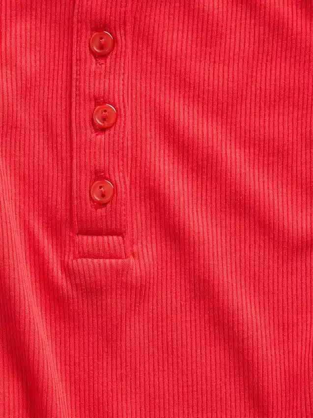 Mini žebrované krajkové pyžamové tílko s výstřihem Henley