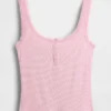 Mini žebrované krajkové pyžamové tílko s výstřihem Henley