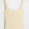 Mini žebrované krajkové pyžamové tílko s výstřihem Henley