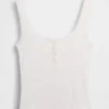 Mini žebrované krajkové pyžamové tílko s výstřihem Henley