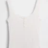 Mini žebrované krajkové pyžamové tílko s výstřihem Henley