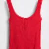 Mini žebrované krajkové pyžamové tílko s výstřihem Henley