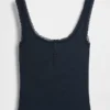 Mini žebrované krajkové pyžamové tílko s výstřihem Henley