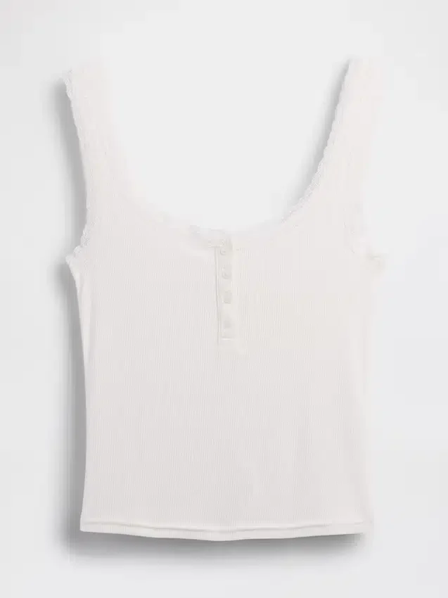 Mini žebrované krajkové pyžamové tílko s výstřihem Henley