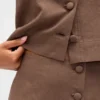 Mini sukně-šortky s knoflíky vpředu ze směsi lnu