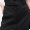 Mini sukně-šortky s knoflíky vpředu ze směsi lnu