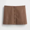 Mini sukně-šortky s knoflíky vpředu ze směsi lnu