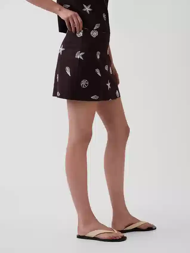Mini sukně-šortky ze směsi lnu