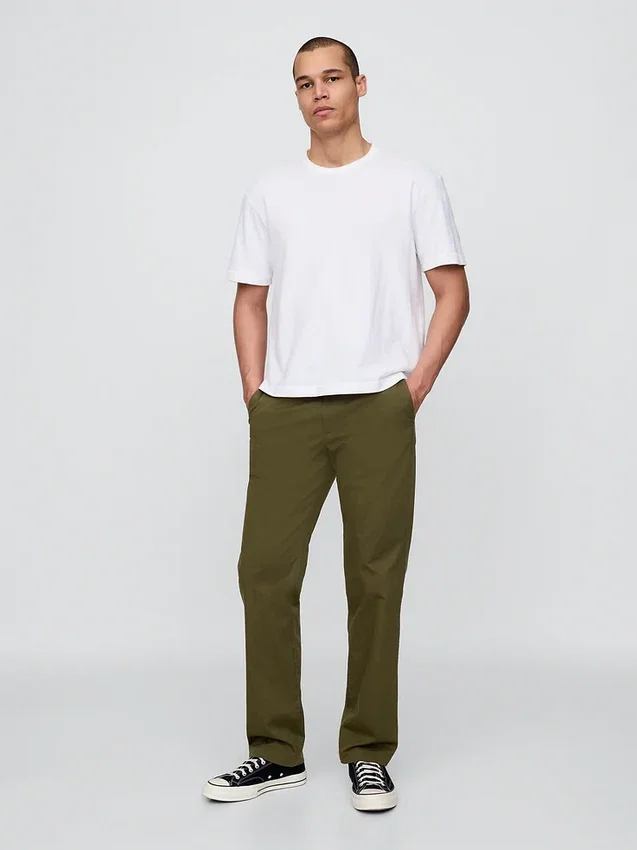 Moderní rovné khaki kalhoty