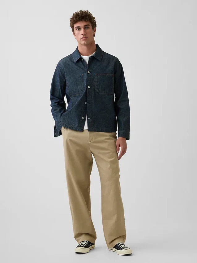 Moderní volné khaki kalhoty