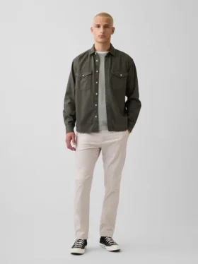 Moderní úzké khaki kalhoty