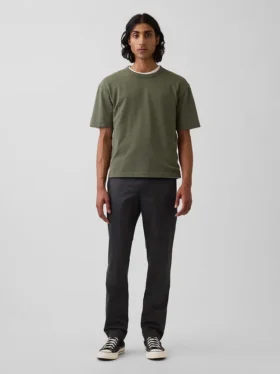 Moderní úzké khaki kalhoty