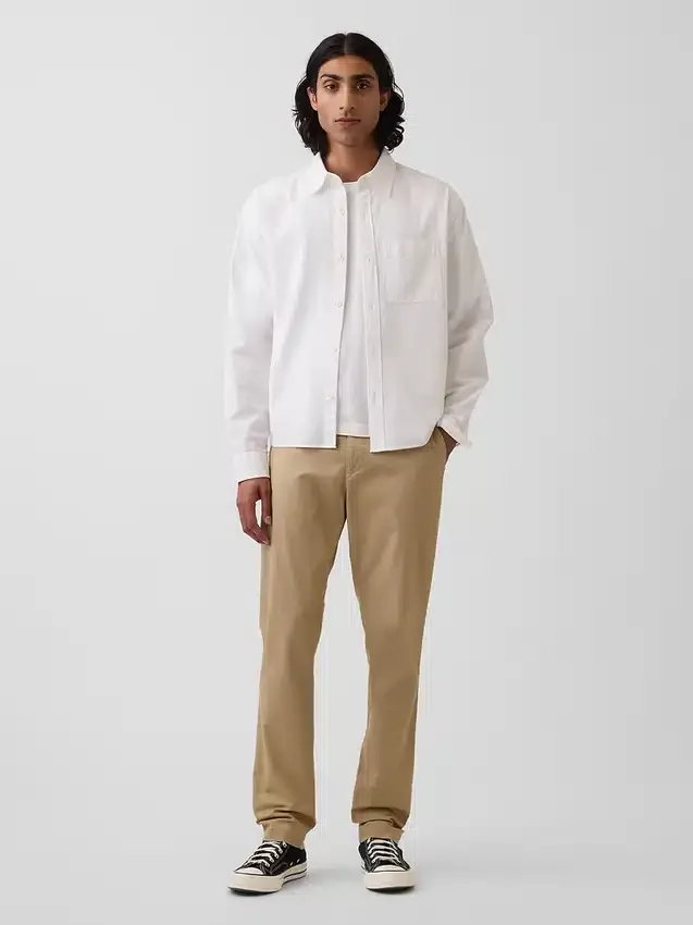 Moderní úzké khaki kalhoty