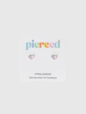 Náušnice Pierced Co Heart Duo se šroubovým uzávěrem