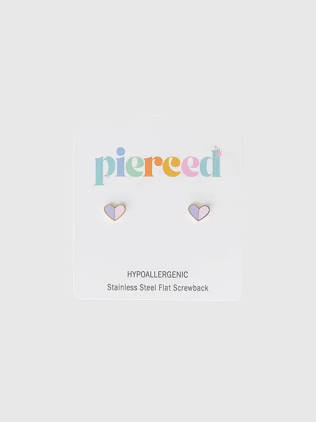 Náušnice Pierced Co Heart Duo se šroubovým uzávěrem