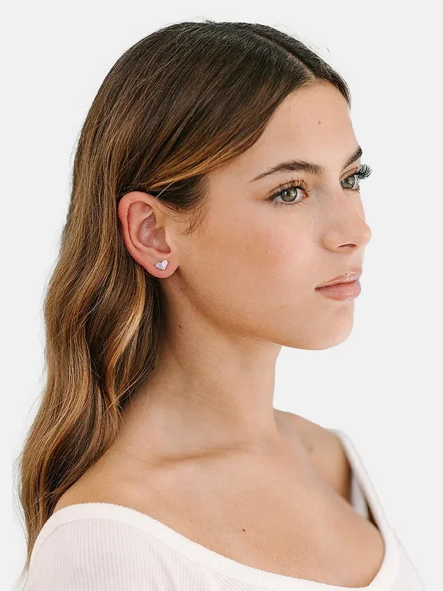 Náušnice Pierced Co Heart Duo se šroubovým uzávěrem