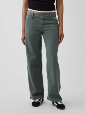 Nízký pas, volné khaki kalhoty ve stylu 90. let