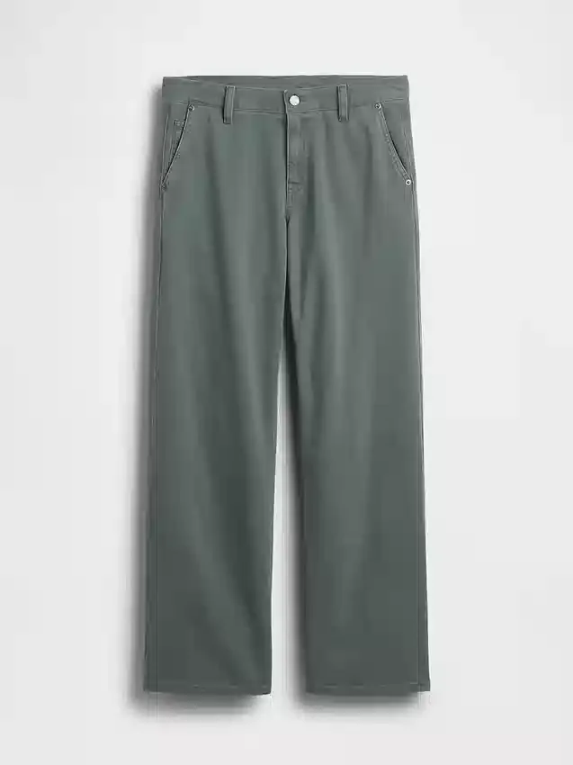 Nízký pas, volné khaki kalhoty ve stylu 90. let