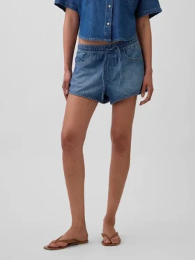 Šortky Easy Dolphin z ultrajemného denimu se středně vysokým pasem